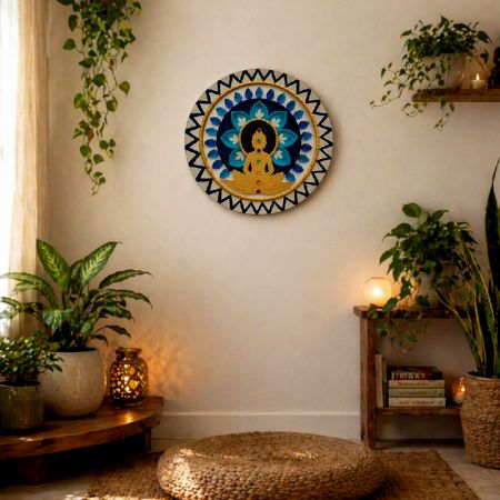 Handcrafted Meditating Buddha Chakra Mandala Wall Art Decor